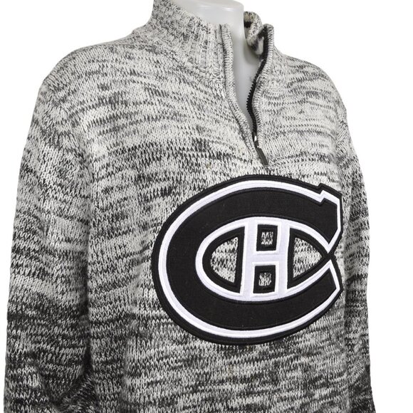 NHL Montreal Canadians Knit Grey Black Ombre Sweater Large - Picture 3 of 8